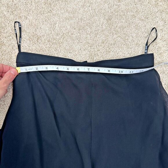 Vtg Tadashi 2pc Taffeta Ruched Blouse Wide Leg Sheer Pant Outfit Womens 4 Formal - Picture 10 of 11